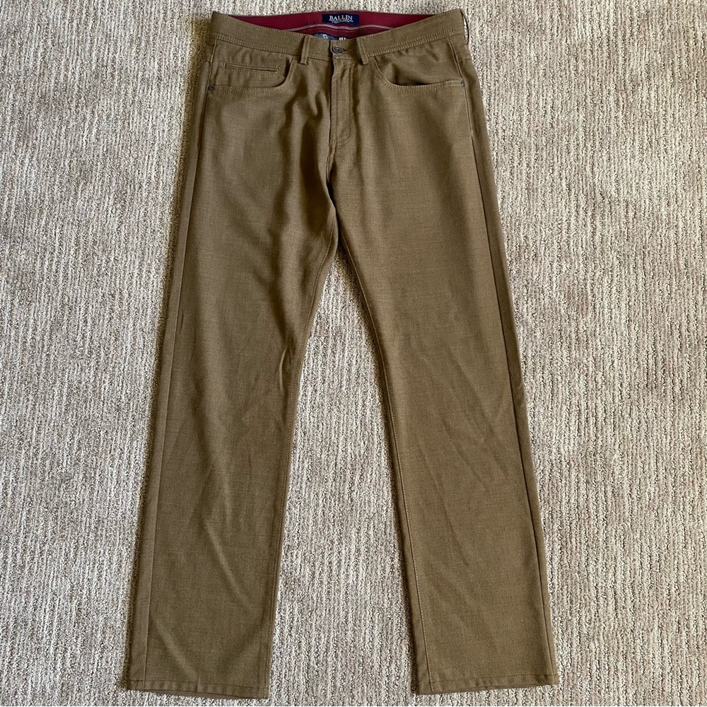 Ballin Crescent Modern Fit Liberty 60% Wool Men’s Tan/Camel Straight Leg Pant
